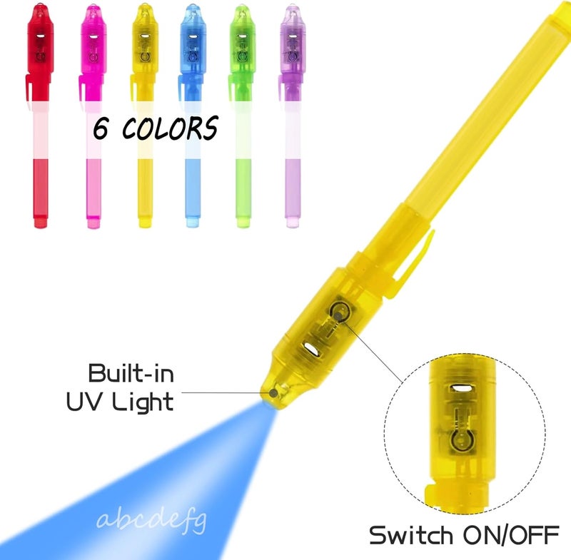 EODVICS Invisible Ink Pen, Upgraded Spy Invisible Ink Pen with UV Light Magic Marker for Secret Message and Kids Christmas Goodies Bags Toy (6pcs) - Image 2
